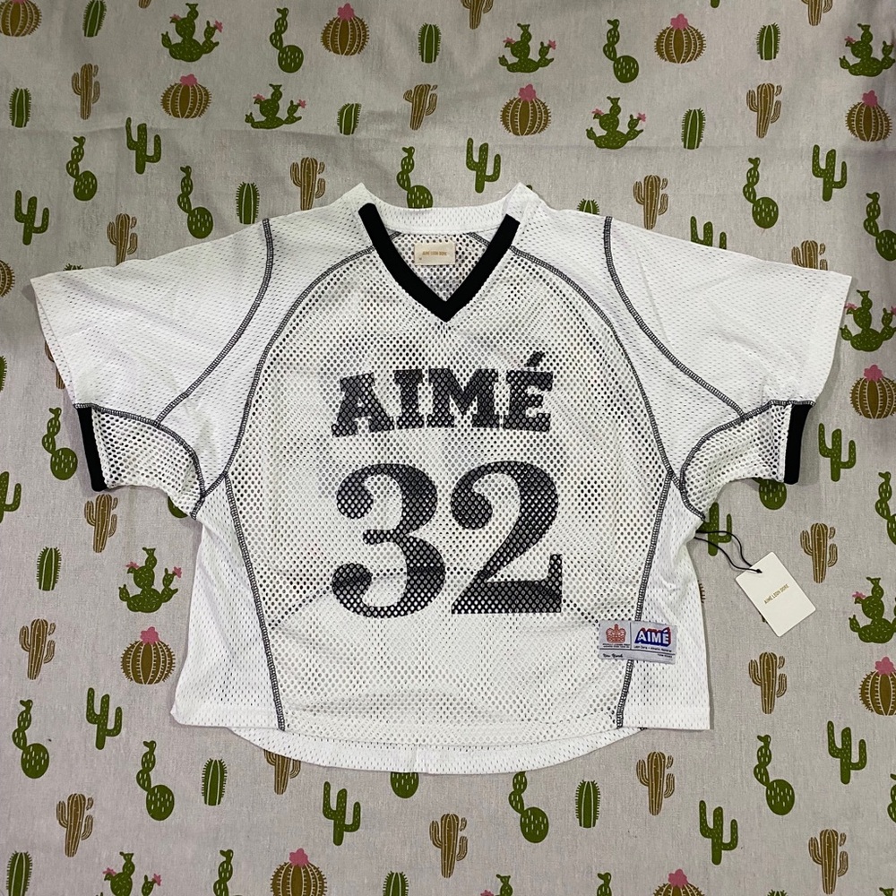 Aime Leon Dore White Mesh Sports Jersey Top with '32'